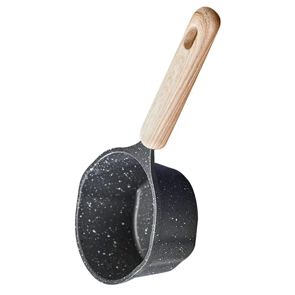 

Pot Spout with Small Wooden Handle Mini Oil Sauce Aluminum Alloy Butter Warmer Little