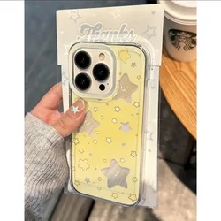 Y2K Yellow Pentagram Star Clear Space Phone Case For iPhone 11 12 13 14 15 16 Pro Max Mini X Xs XR 7 8 plus Se2020 Transparent