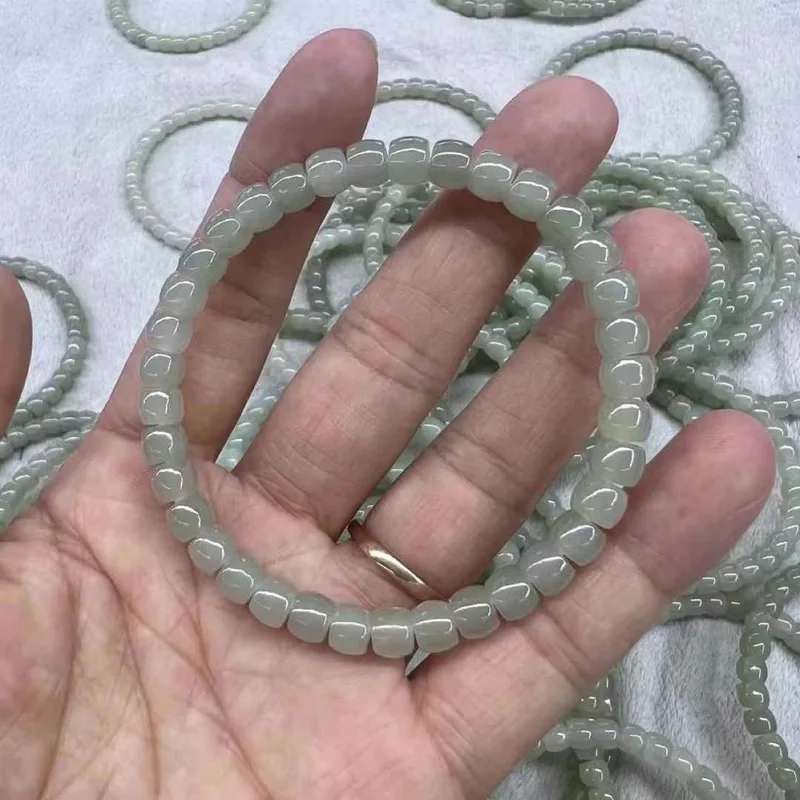 Natural Qinghai 5X6Mm , No Inclusions, No Cracks, Hetian Jade Bead Bracelet