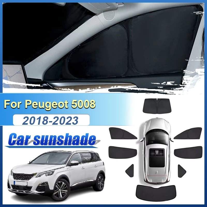 

For Peugeot 5008 P87 MK2 2018-2023 Anti-UV Full Sun Visor Sunscreen Window Sunshade Cover Visor Black Privacy Shield Accessories
