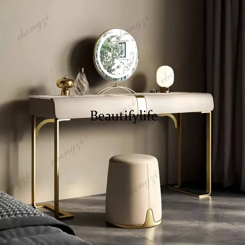 K182 Light luxury solid wood dresser bedroom modern simple rock slab storage cabinet makeup mirror table vanity Dressing tables