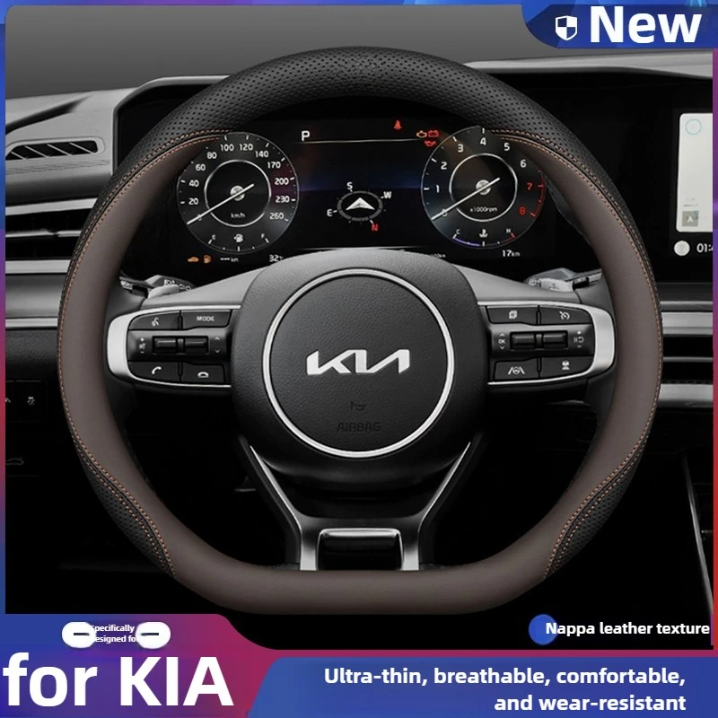 

Leather Car Steering Wheel Cover for KIA Picanto Sorento Niro Carnival Xceed Telluride Seltos K3 Sonet 2025 2026 Accessories