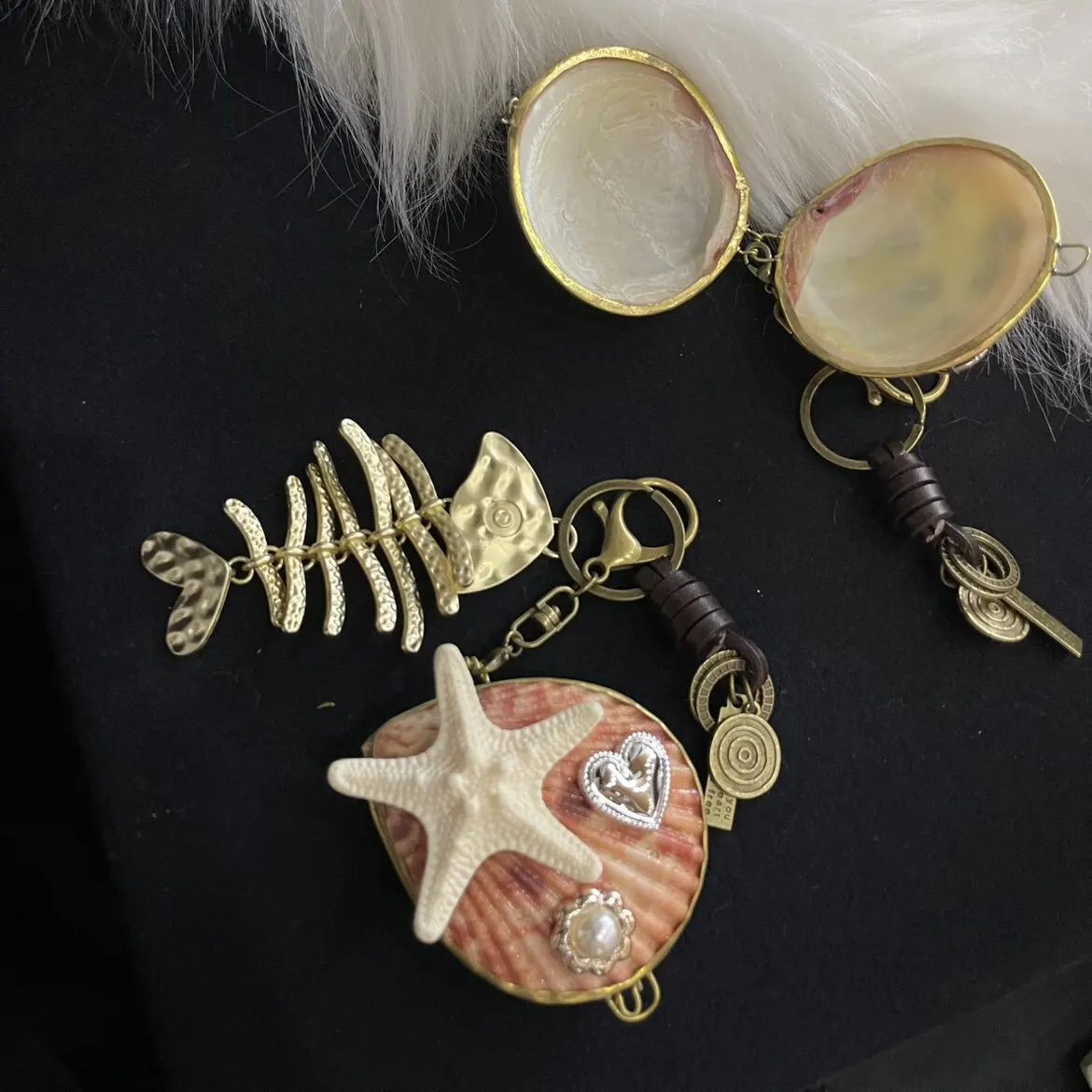 Y2K Original Aesthetics Shell Orchid small wallet Storage Bags niche design pendant keychain bag Harajuku subculture decoration