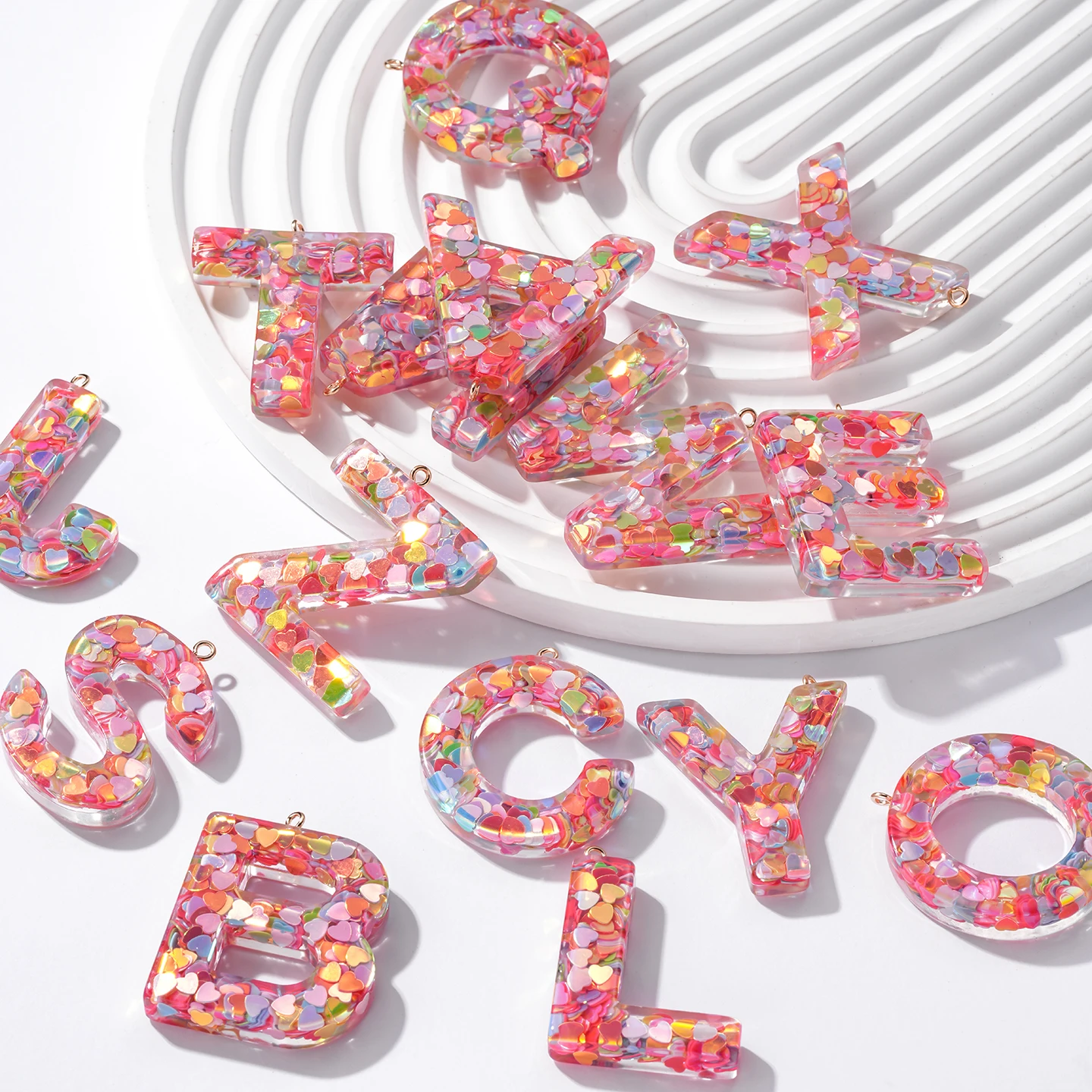 

1pc Resin Letter Pendant Pink 26 Alphabet Charms for DIY Keychain Phone Chain Jewelry Making Accessories