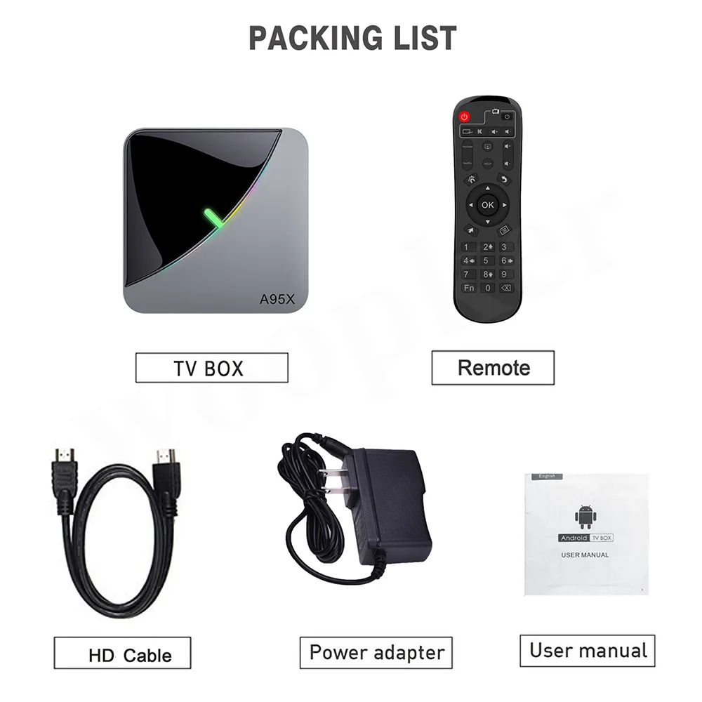 Woopker A95X F3 Air Smart TV Box Android 9.0 Amlogic S905X3 4GB 64GB Bluetooth Wifi 4K odtwarzacz multimedialny Google Player Set Top