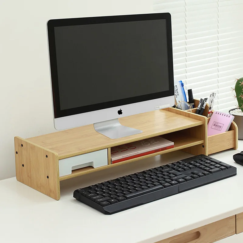Computer Riser Stand Desktop Monitor Elevator Office Desk Storage Rack Workstation Notebook Holder Talou Middle-Aged Style