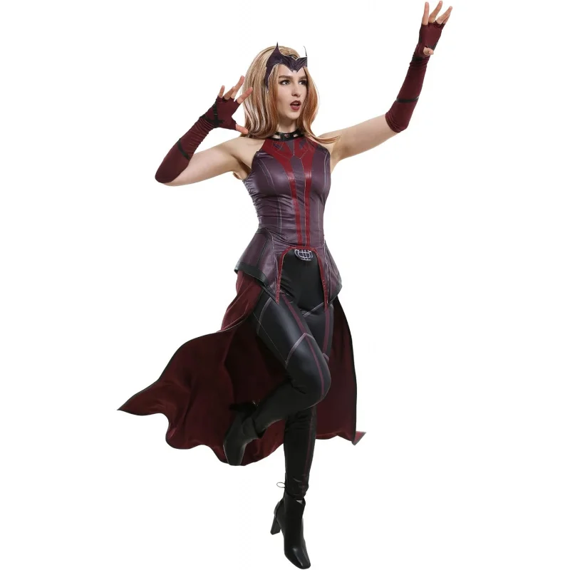 

☆YunCos Women's Scarlet Witch Costume Sleeveless Coat with Skirt Gloves for Halloween Cosplay Party☆