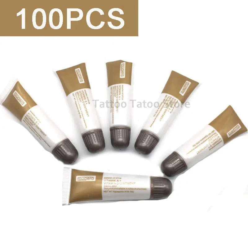 

100Pcs Brown Eyebrow Tattoo Cream Aftercare Vitamin AD Ointment Semi Permanent Makeup Tattoo Repair Agent Gel Body Art Supplies