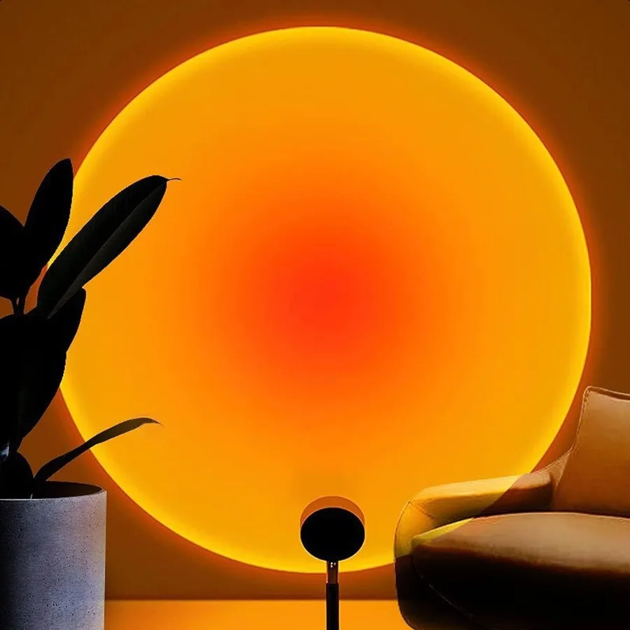 

Sunset Lamp Projection Rotation Rainbow Lamp Led Romantic Visual Led Light Network Red Light with USB Modern Floor Stand Night