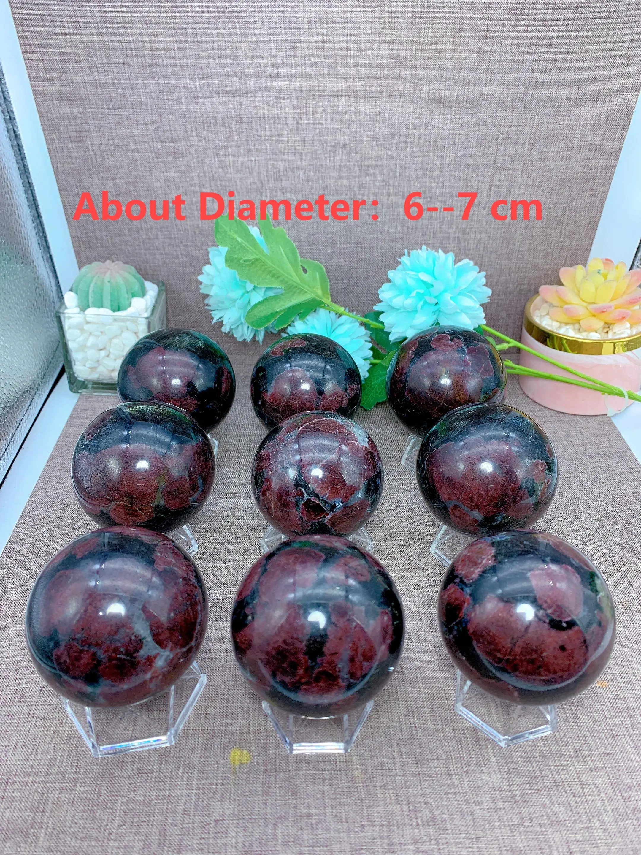 

Healing High Quality Natural Crystal Garnet Fireworks Sphere Gemstones Mineral Energy Reiki Home Decorations Gift