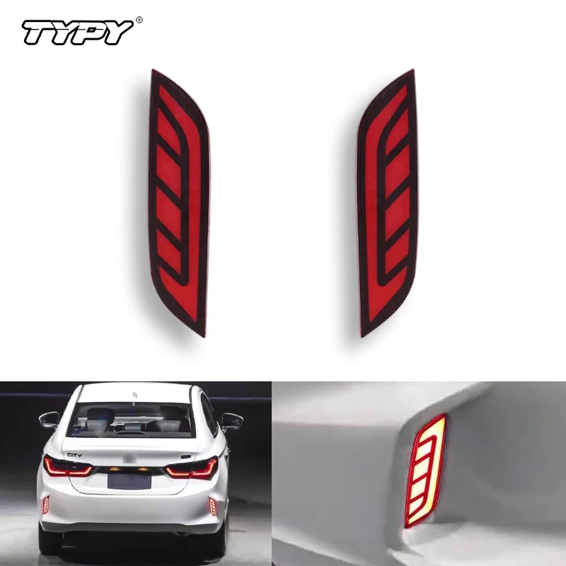 

TYPY 1 пара авто освещения для Honda City 2020 2021, отражатель, светодиодный задний противотуманный фонарь, бампер, стоп-сигнал, указатель поворота