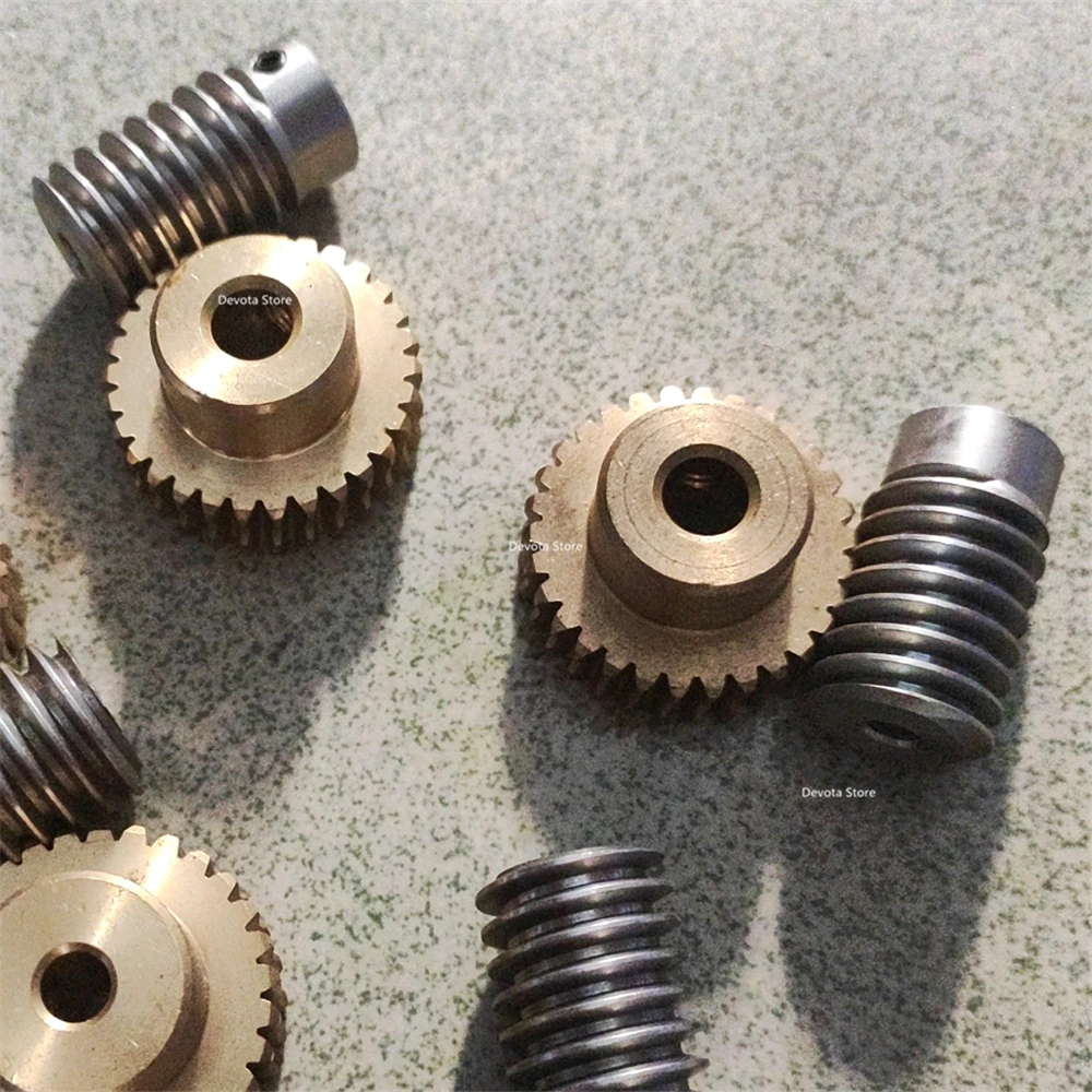 1:30 Precision Wear-resistant Stainless Steel Worm Copper Turbine Gear Self-locking 1M 30T 6/8MM