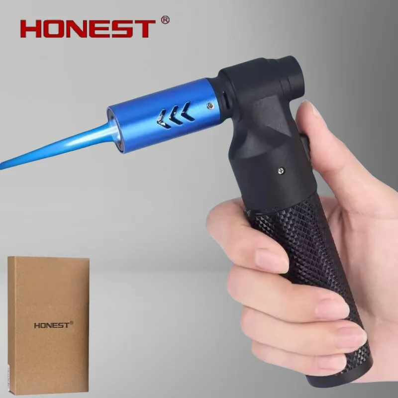 HONEST Windproof Large Flame Outdoor Lighter Metal Jet Flame Inflatable Cigar Barbecue Jewelry Kitchen Welding Lighter