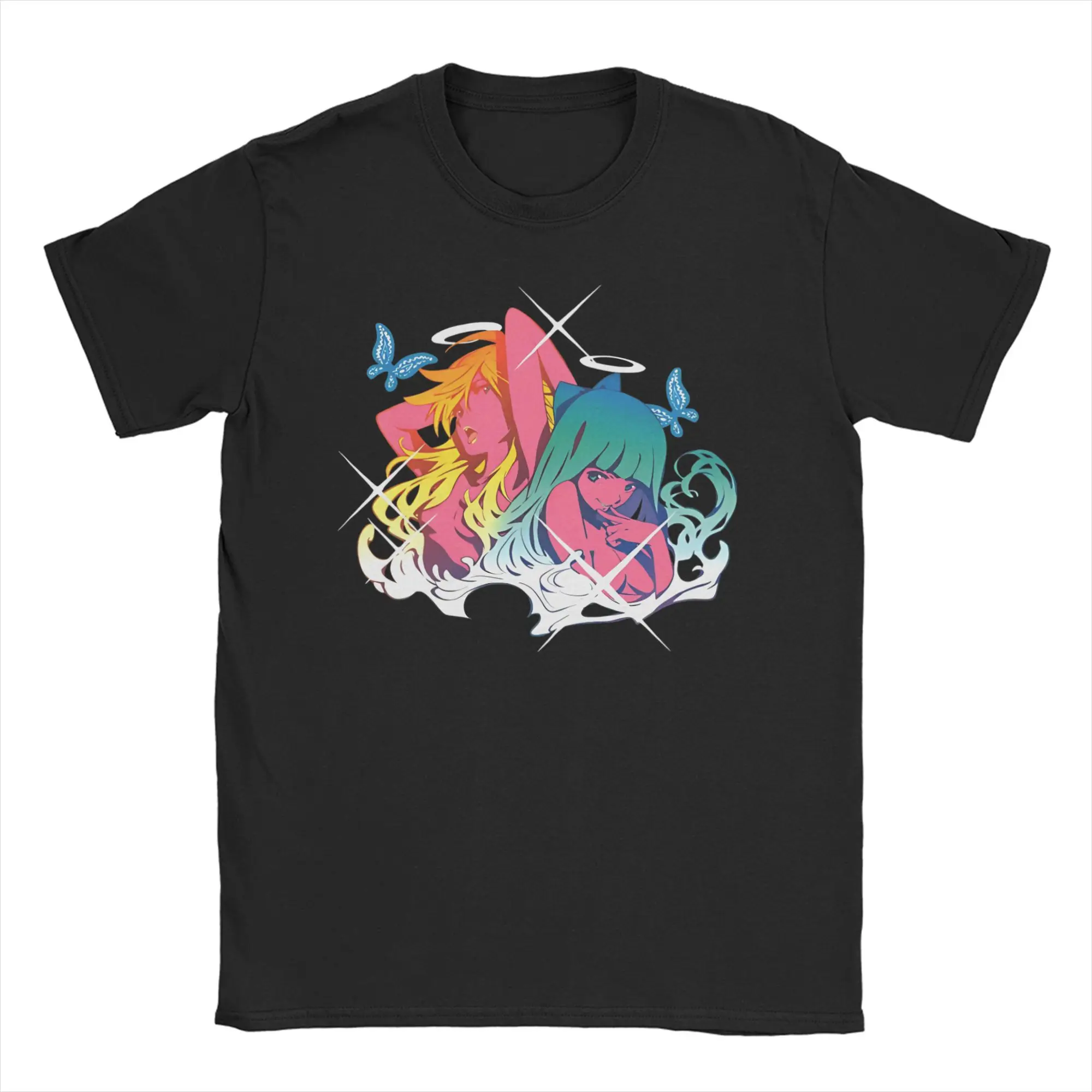 Panty Stocking with Garterbelt T-Shirts Men Women Anime Funny Pure Cotton Tees Round Neck Short Sleeve T Shirt Plus Size Tops