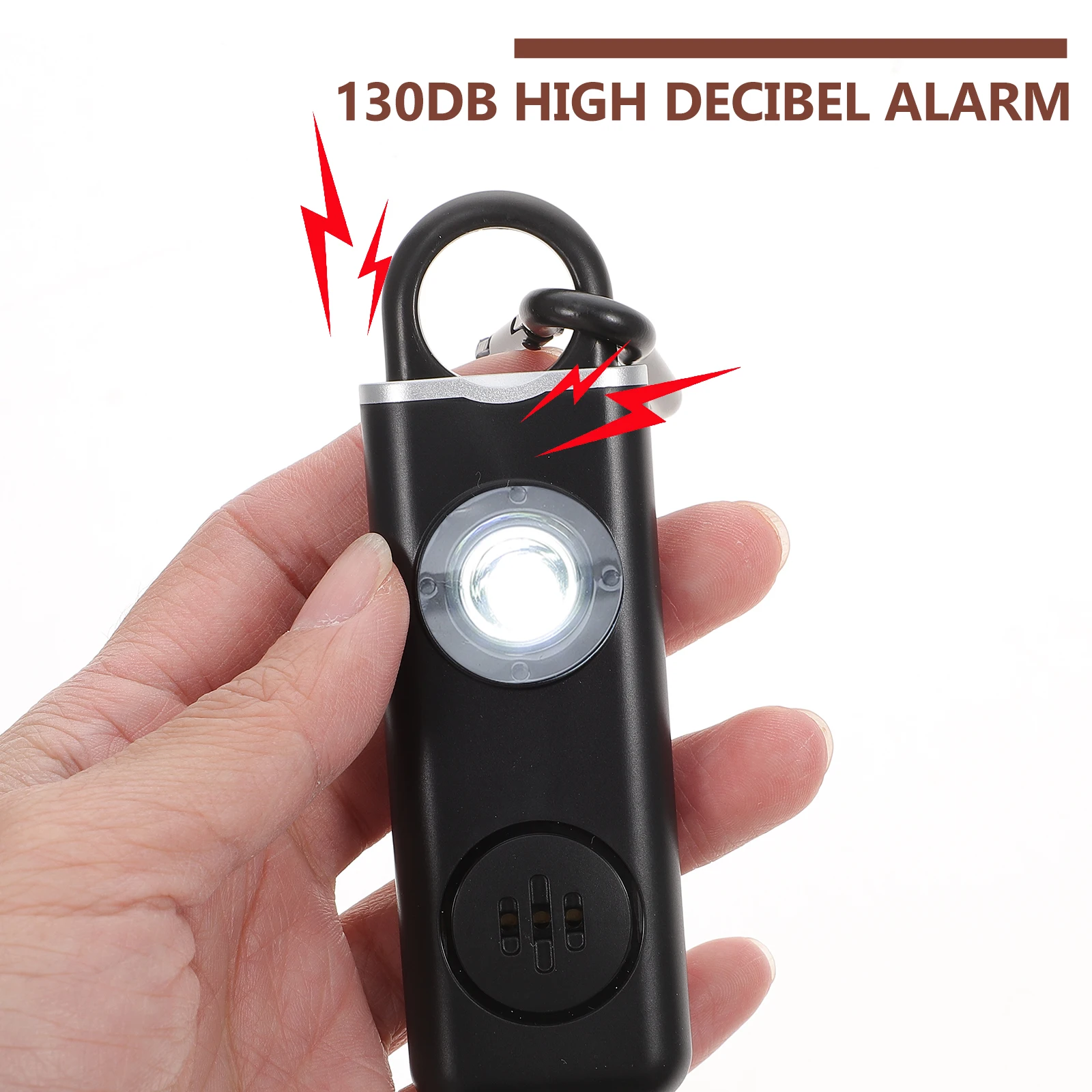 Personal Safety Alarm Keychain 130dB High Decibel Alert LED Light Black Student Anti Wolf Travel Home Use Portable
