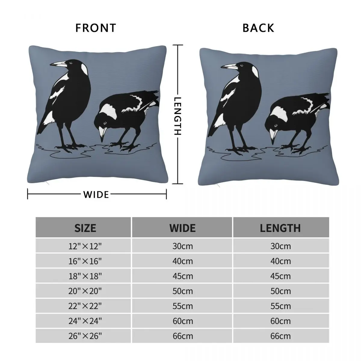 Australian Magpie Pillowcase Polyester Linen Velvet Printed Zip Decor Throw Pillow Case Home Cushion Cover 45x45