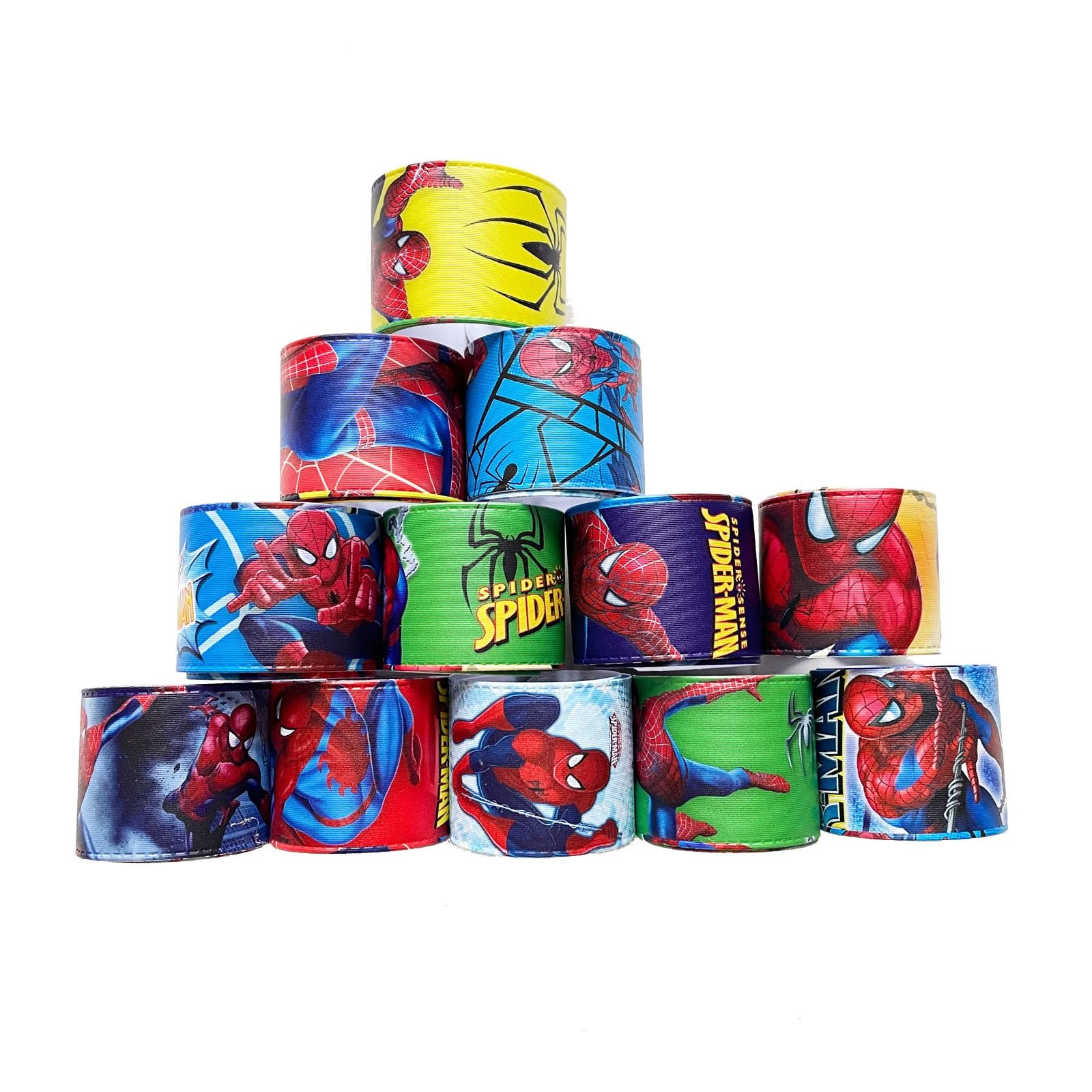 3/6/12pcs ML Avenger Spider-Man Kids Pat-Ring Cartoon Spiderman PVC Pat-ring decorative wrist strap for kids bracelet kids gifts