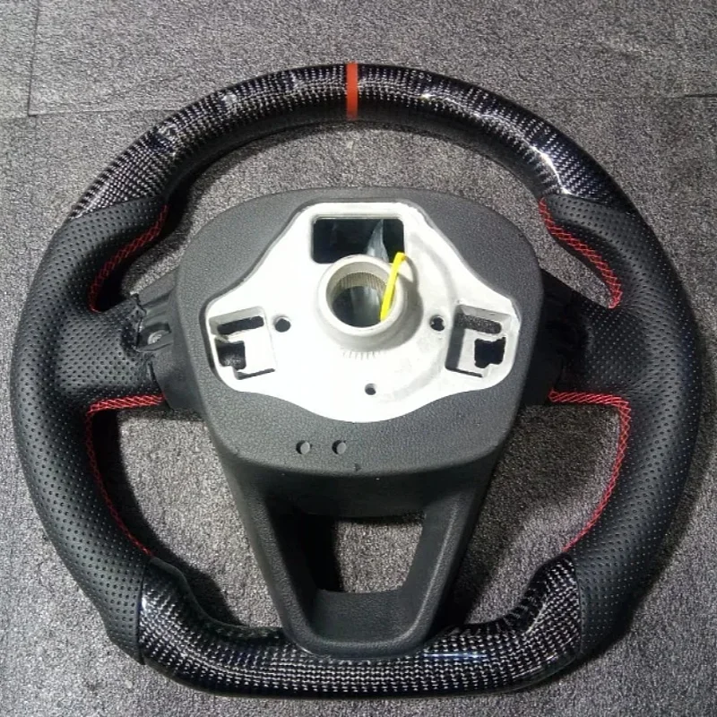 Carbon Fiber Steering Wheel Fit For Seat Leon Cupra FR 5F MK3 2013+ Perforated Leather Steering Wheel Modification Accessories