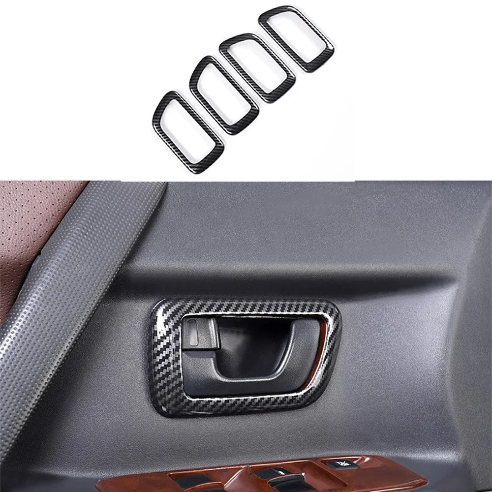 4Pcs Carbon Fiber Color Door Handle Cover Bowl Panle For Mitsubishi Pejero V73 V75 V77 ABS Car Styling Accessories