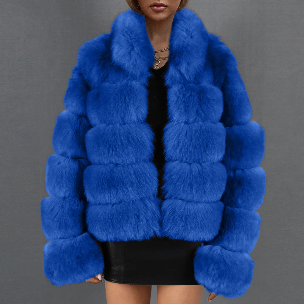 Hot Sale Fur Coat Women Thermal Patchwork Solid Jacket 2023 Winter Big Fluffy Coat Thick Warm Outerwear Women Fur Coat Plus Size