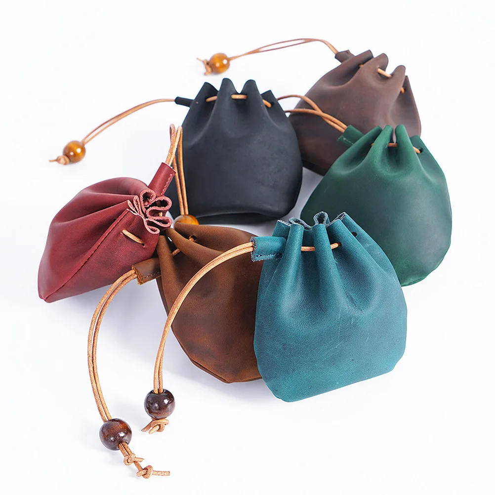 Mini Coin Holder Vintage Style Light Brown Slim Design Change Purse Multifunction Small Wallet for Daily Use