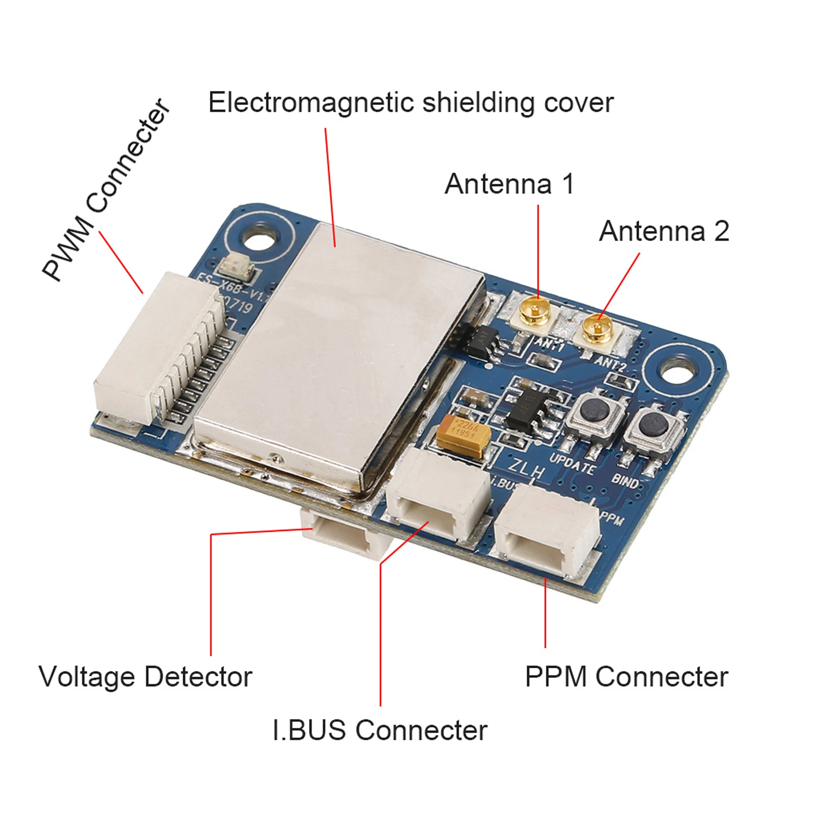 FlySky FS-X6B 2.4G PWM PPM I.BUS Receiver for FPV Racing Drone FS-i10 FS-i8 FS-I6X FS-i4 FS-i6 FS-i6S Transmitter