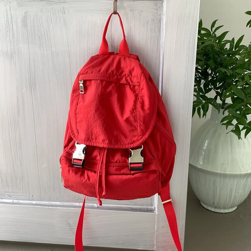 2025 Flap Buckle Nylon Preppy Style Women Backpack Niche Design Travel Women Backpacks Girls School Bag Causal Women‘s Backpack