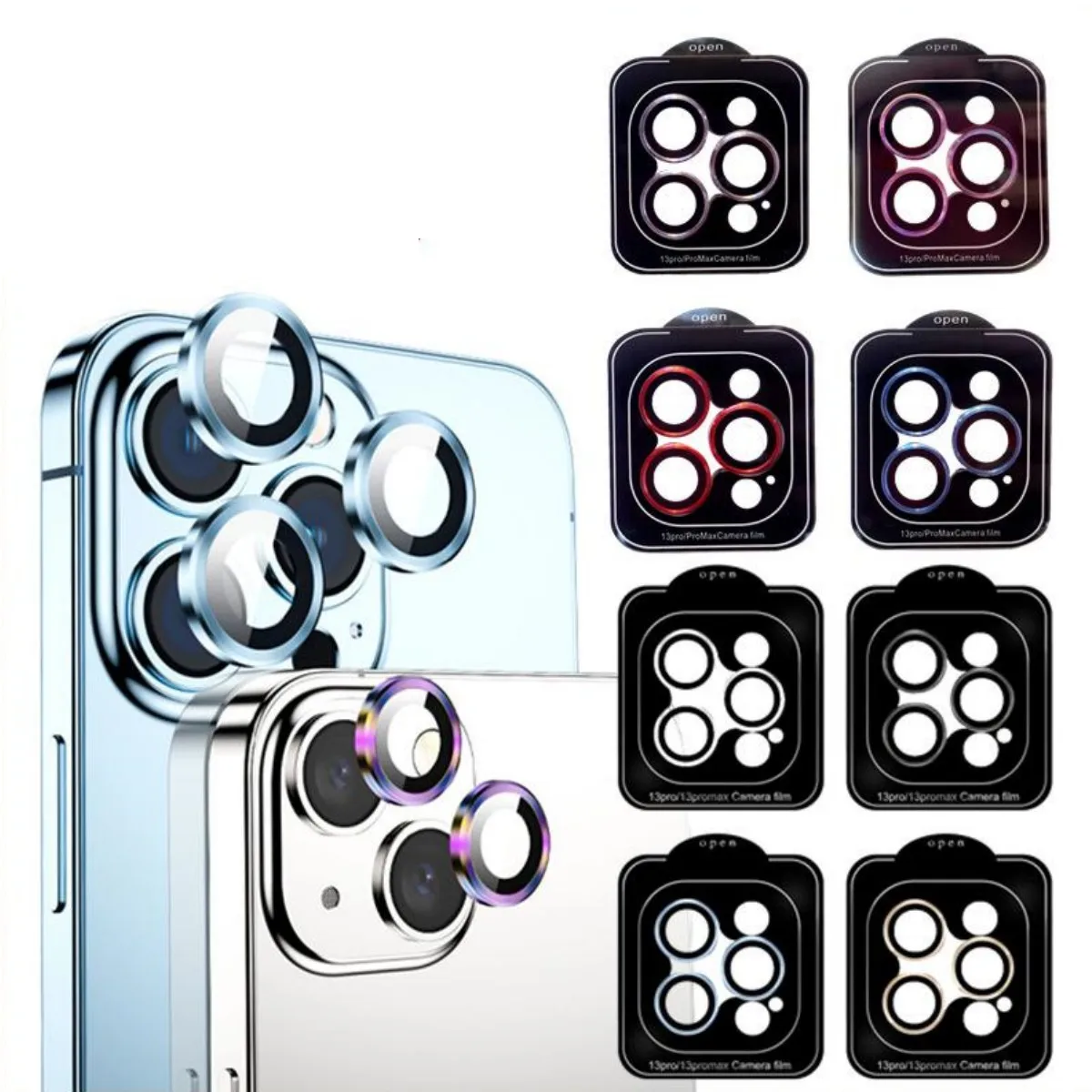 

50Pcs For iPhone 16 Pro Max 15 Plus 14 13 12 11 CD Metal Camera lens 3D Alloy Protector Quick Stick Installation Artifact Ring