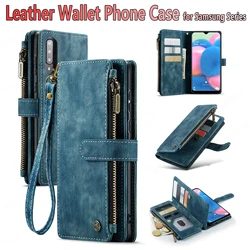 CaseMe multi-card slot zipper high-end retro leather wallet mobile phone case,For Samsung Galaxy A54 A53 A15 A14 A13 A50 A72 A25