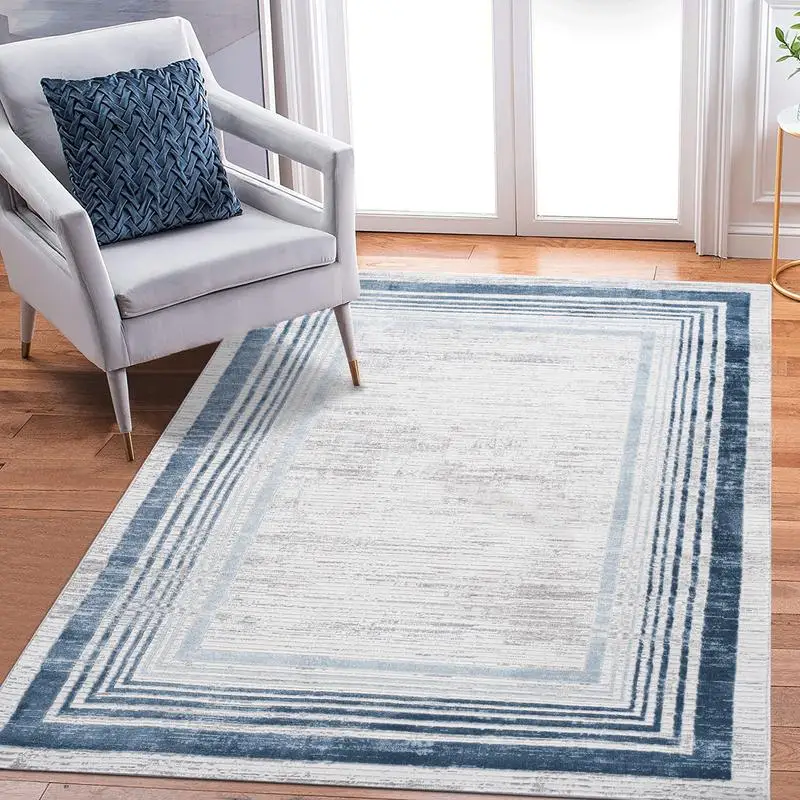 

Blue Ivory Bordered Area Rug 5x7 - Stylish and Elegant Home Decor Piece