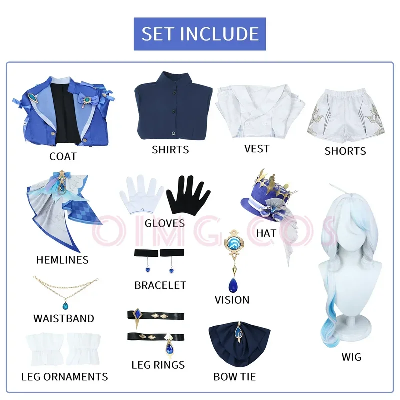 high-quality Furina Genshin Focalors Cosplay Costume Impact Daily Carnival Uniform Wig Anime Halloween Party Costumes Women Game