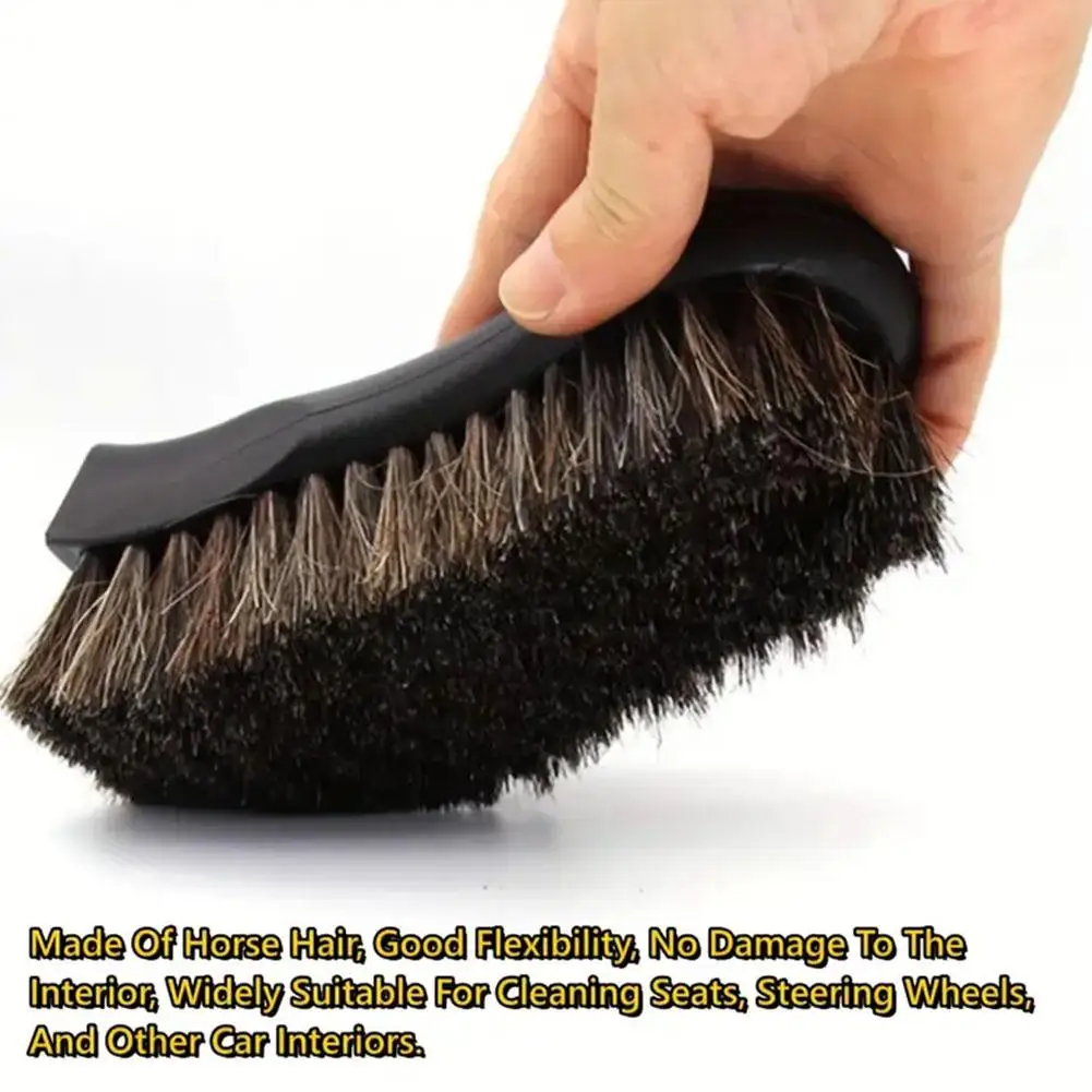 Soft Orsehair Brush Car Leather Cleaning Brush Horsehair Car Beauty Interior Cleaning Brush Cushion Cleaning