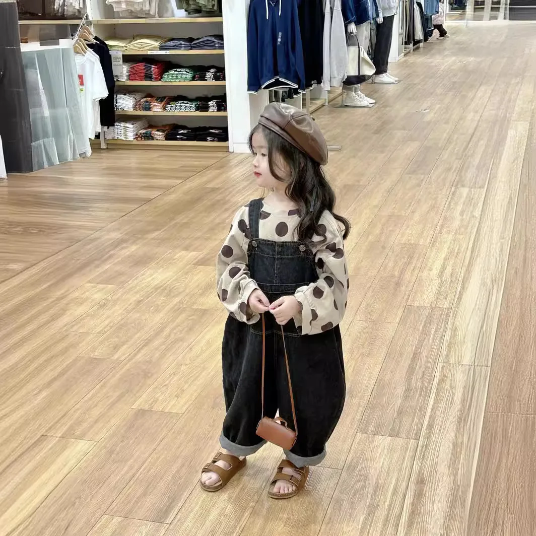 2025 Korean Baby Girl New Style Fashion and Simple Spring and Autumn Boy and Girl Loose Overalls Kids Pants