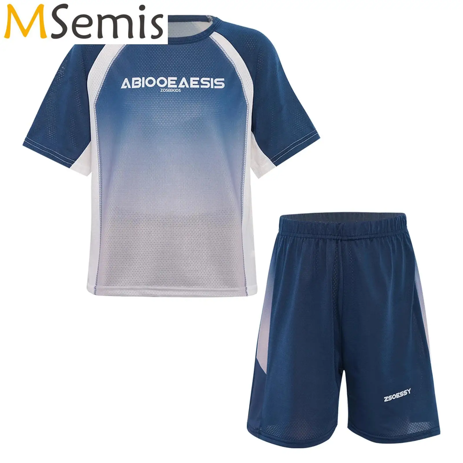 

Детский комплект футбольного джерси для мальчиков, быстросохнущий спортивный костюм, баскетбольная спортивная одежда для бега, футболка с короткими рукавами и шортами с круглым вырезом