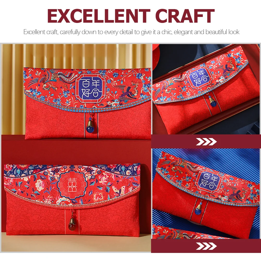 Red Envelope for Cash Elegant Fabric Chinese Wedding Gift Bridal Shower Money Pouch Retro Style Envelopes