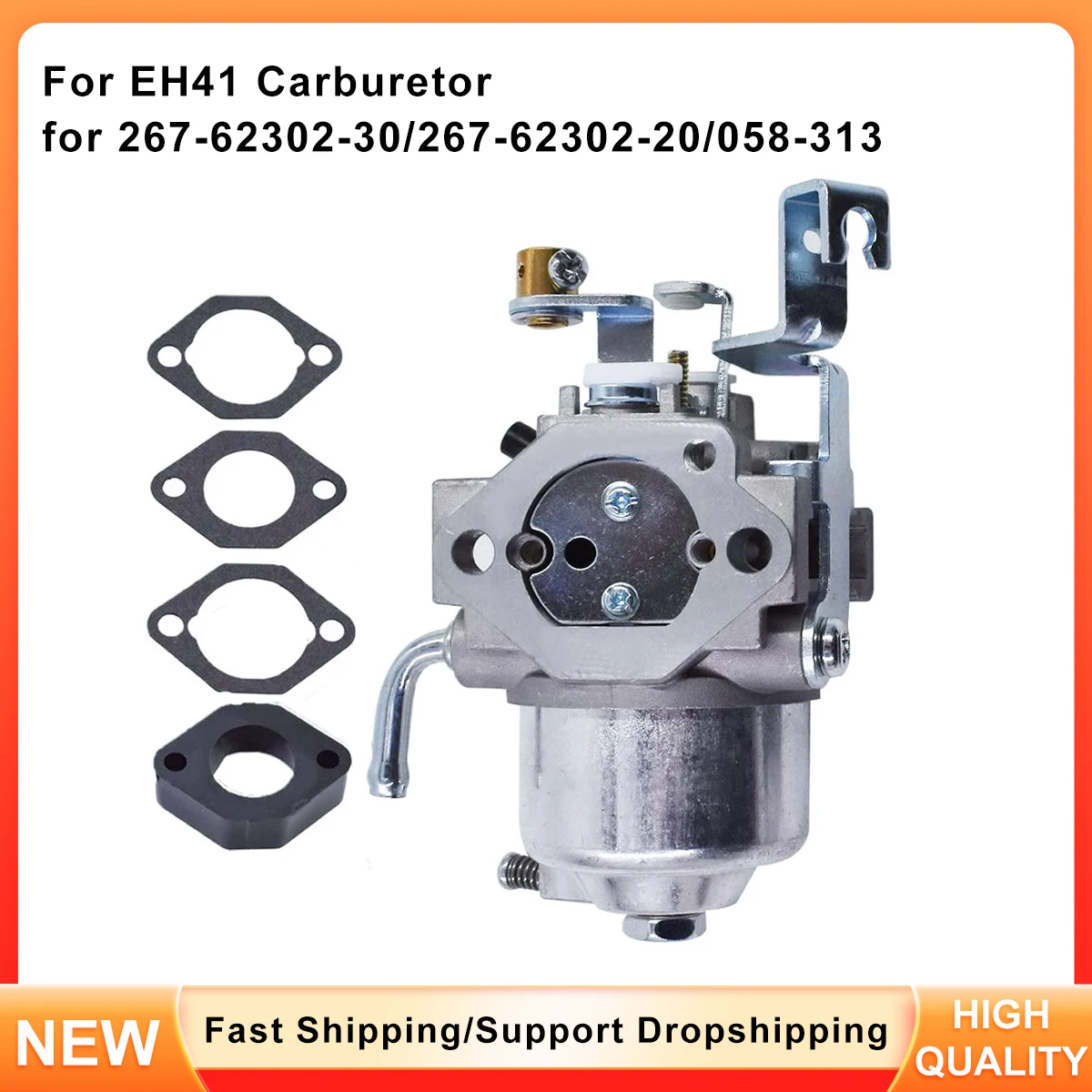 New Carburetor for Yamaha EH41 4-Stroke Engine, Replaces OEM 267-62302-30, 267-62302-20, 058-313