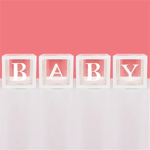 

Transparent A-Z alphabet name Baby love boy girl box balloons Baby shower decorations Gender reveal party boy girl One Year Old