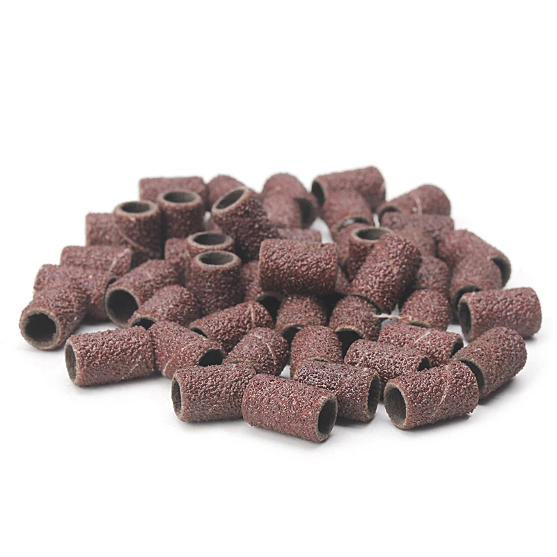 652F 100 Pcs 1/2" and 1/4" Sanding Band Sleeves Drum Kit Sandpaper Rubber 2 Mandrels