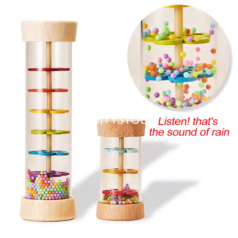 Baby Wooden Rain Sound Pipe Simulation Rain Sound Wooden Toy Gift Hourglass Fun Music Shaker Early Education Enlightenment Toy