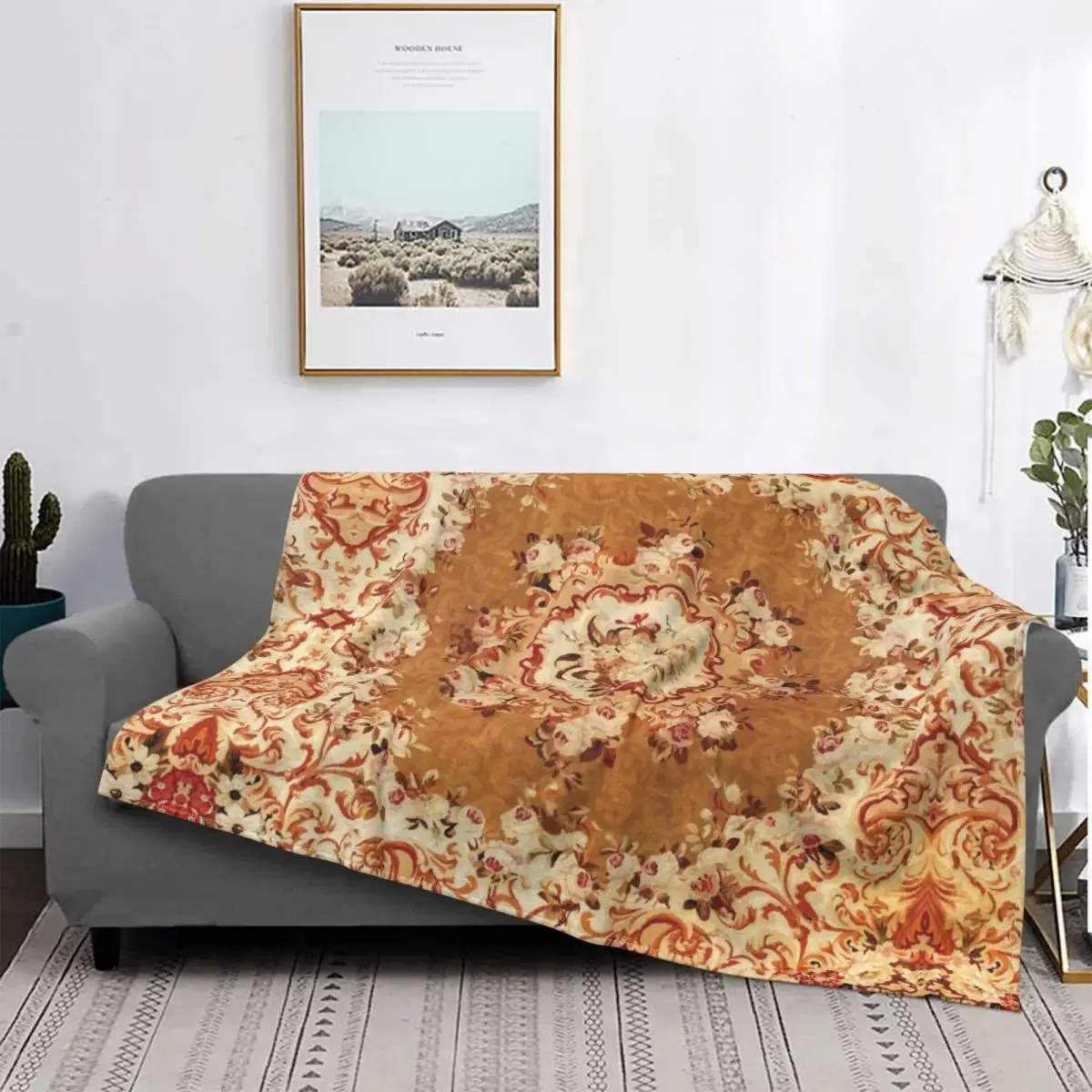 Sofa Aubusson Antique Tapestry Flannel Throw Blanket Warm Boho French Flowers Blankets Bed Office Couch Decor Kids Adults Gifts