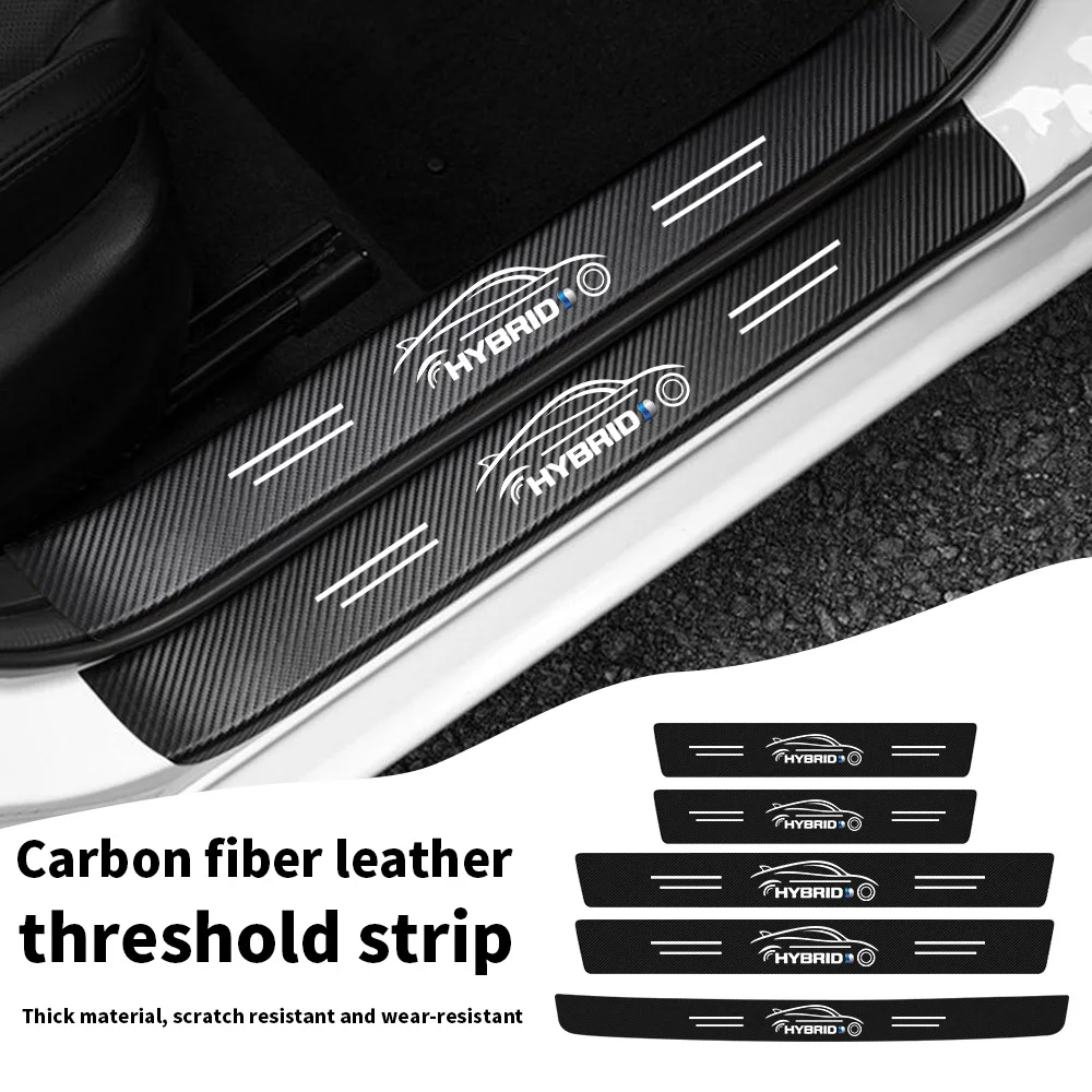 Creative Modification of Car Door Sill Strips for Small Hybrid Cars with Silver Labels, Cute Girl-Style Door Step Pads, Anti-Scratch and Anti-Scuff Protective Strips