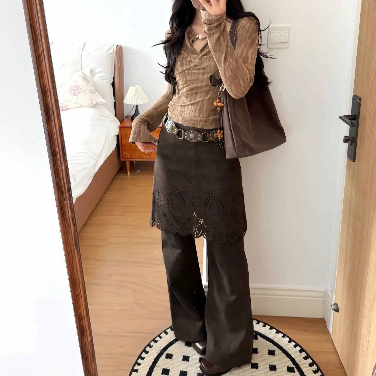 

2026 Spring New Design Niche Fake Two-piece Casual Trousers Thin Retro Giant Good-looking Trousers