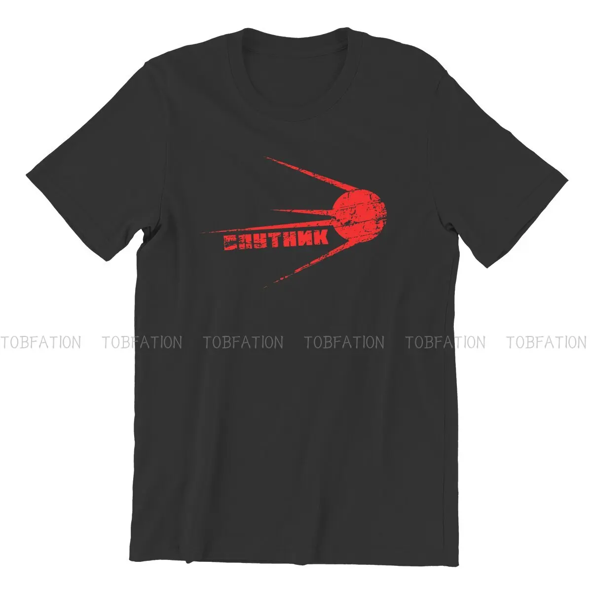 SPUTNIK  Fashion TShirts Russian USSR CCCP Men Graphic Pure Cotton Tops T Shirt O Neck Oversized