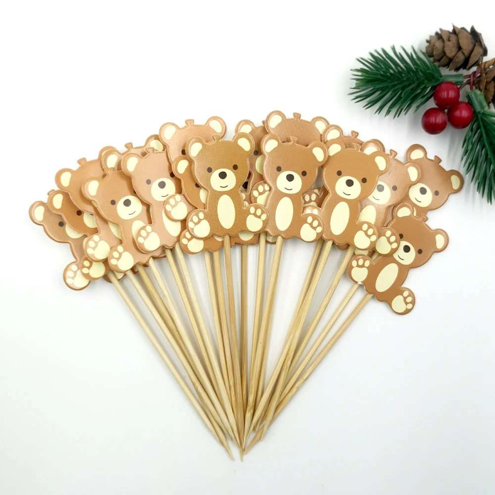 

20pcs Cute Bear Cupcake Topper Boy Girl Birthday Cake Toppers Kids Happy Birthday Party Cake Decoration Baby Shower DIY Supplies