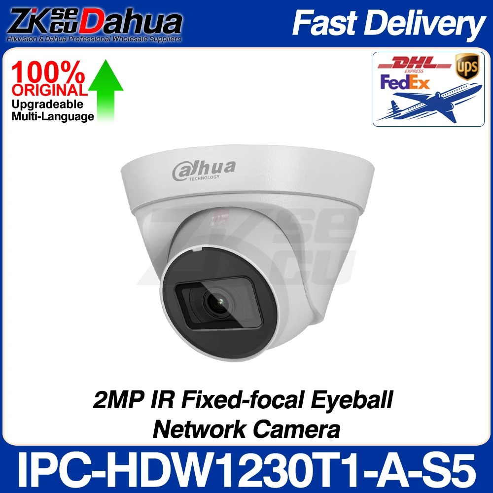 

Dahua Original IPC-HDW1231T1-A-S5 2MP 1080P Entry IR Fixed-focal Eyeball Network POE IP Camera IR 30M Built-in MIC IP67