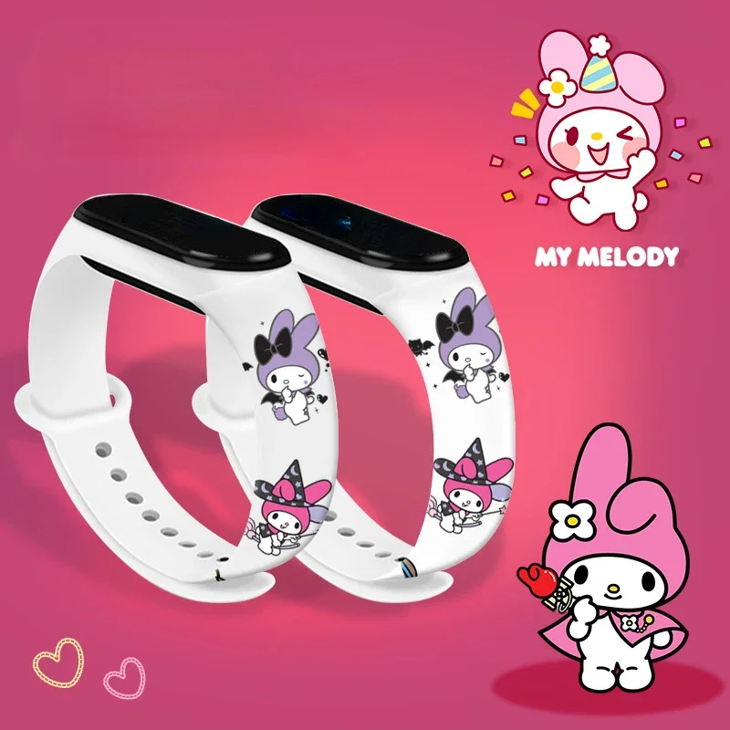 Sanrio My Melody Strap for Xiaomi Mi Band 7 6 5 4 3 Silicone Bracelet Wrist Straps Cartoon Replacement Smartwatch Wristband