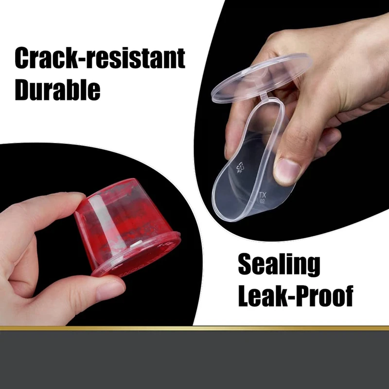 علبة تعبئة 100 قطعة حاويات بلاستيكية صغيرة مع أغطية، 25 مل أوعية صلصة صغيرة أوعية بلاستيكية أوعية جيلي لسلطات الصلصة