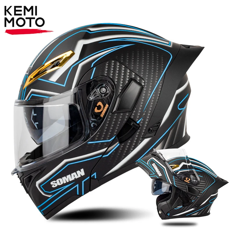 

Motorcycle Helmet Flip Up Dual Lens Motocross DOT Approved Motorbike Double Visor Full Face Moto Helmets For Men Women Safety