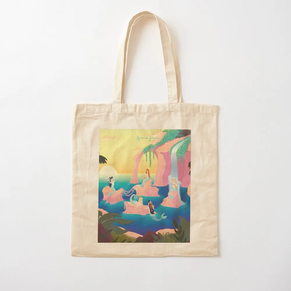 Mermaid Lagoon Tote Bag large size bags Gift bags Canvas bag reusable shopping bags
