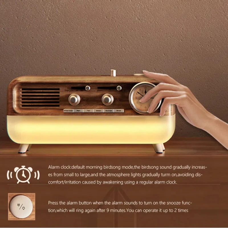 Natural Scene Adjustable Dual Colors Ambient Light White Noise Retro Creative Multi Functional Bluetooth Speaker Sleep Sound Box